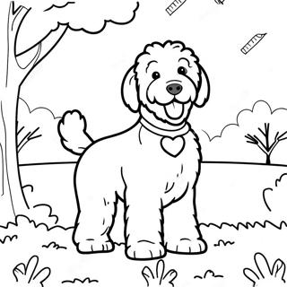 Parkta Kabarik Goldendoodle Boyama Sayfasi 85519-26456