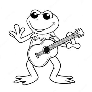 Kermit Kurbaga Gitar Calarken Boyama Sayfasi 86285-27049