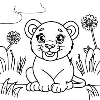 Aslan Yavrusu Cimenlerde Oynarken Boyama Sayfasi 86493-27241