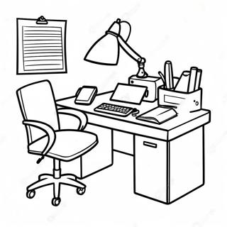 Komik Ofis Masası Boyama Sayfası Boyama Sayfaları