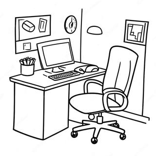 Komik Ofis Masası Boyama Sayfası Boyama Sayfaları