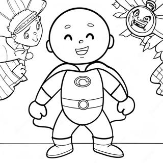 Caillou Super Kahraman Kostumu Boyama Sayfasi 88883 29253