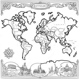 Vintage Dunya Haritasi Boyama Sayfasi 89654-29844