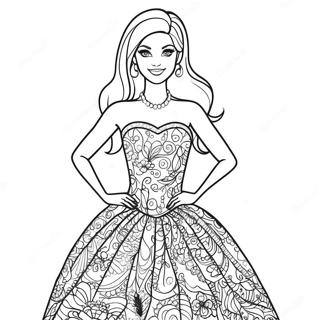 Barbie Parlak Elbiseyle Boyama Sayfasi 90865 30780