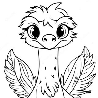 Renkli Tuyleri Olan Devekusu Boyama Sayfasi 94720 34045