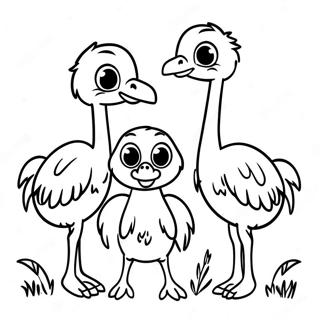 Yerli Devekusu Ailesi Boyama Sayfasi 94721-34049