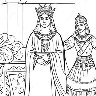 Esther Ve Kral Xerxes Boyama Sayfasi 95489-34652