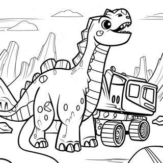 Dev Dinotrux Insaat Manzarasi Boyama Sayfasi 95718 34862