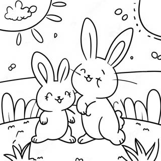 Neseli Gunesli Tavsanlar Gunesin Altinda Boyama Sayfasi 96028 35112