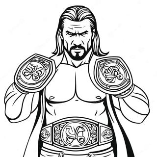 Triple H Iki Kemeri Tutarken Boyama Sayfasi 96235 35265