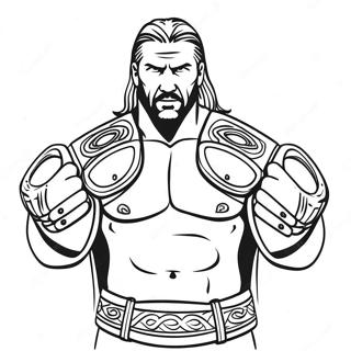 Triple H Iki Kemeri Tutarken Boyama Sayfasi 96235 35267