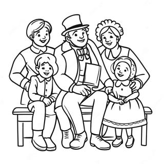 Bob Cratchit Ailesi Kutlama Yaparken Boyama Sayfasi 96751-35665