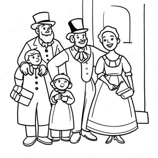 Bob Cratchit Ailesi Kutlama Yaparken Boyama Sayfasi 96751-35668