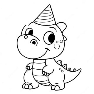 Parti Sapkasiyla Mutlu Dinozor Boyama Sayfasi 96802 35875