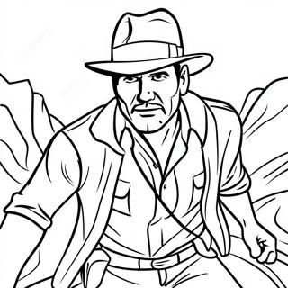 Korkusuz Indiana Jones Tehlikeyle Yuzlesirken Boyama Sayfasi 97392 36334