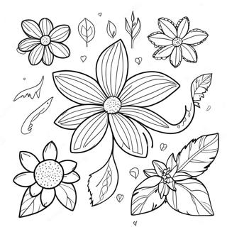 Sik Botanik Illustrasyonlar Boyama Sayfasi 97470 36394