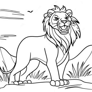 Siddetli Disi Aslan Avlaniyor Boyama Sayfasi 9766-2344