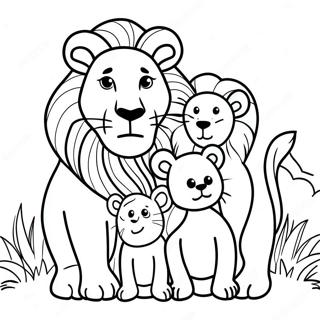 Aslan Ailesi Bir Arada Boyama Sayfasi 9767-2617