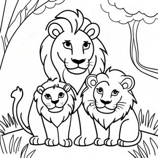 Aslan Ailesi Bir Arada Boyama Sayfasi 9767-2620