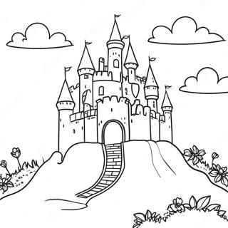 Bir Tepede Sihirli Kale Boyama Sayfasi 97753-36701