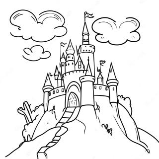 Bir Tepede Sihirli Kale Boyama Sayfasi 97753 36745