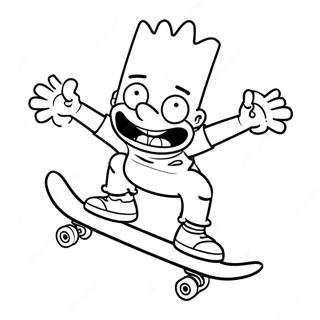 Tuhaf Bart Simpson Kaykay Ile Boyama Sayfasi 98473-37309