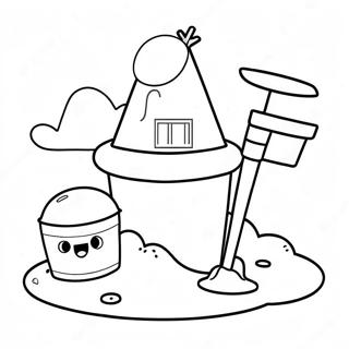 Kova Ve Kurekli Sevimli Kum Kalesi Boyama Sayfasi 99085 37782