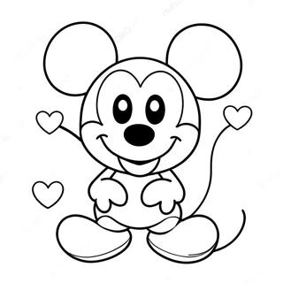 Sevimli Mickey Mouse Kalplerle Boyama Sayfasi 99136-37817
