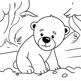 Oynak Kutup Ayisi Yavrusu Karda Oynuyor Boyama Sayfasi 99499-38105