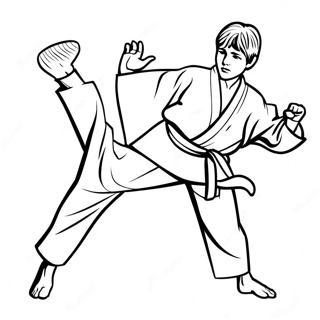 Aksiyon Halindeki Karate Cocugu Boyama Sayfasi 99986-38669