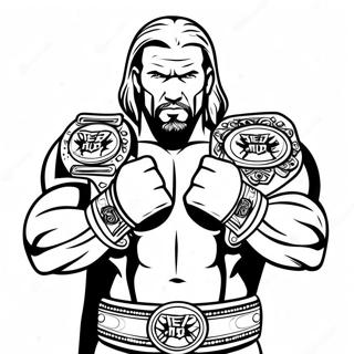 Triple H Iki Kemeri Tutarken Boyama Sayfasi 99 2378